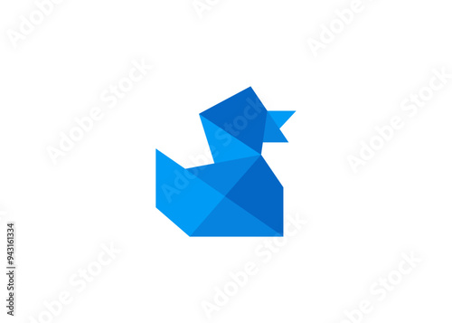 abstract duck logo, vector duck logo, geometric rubber duck