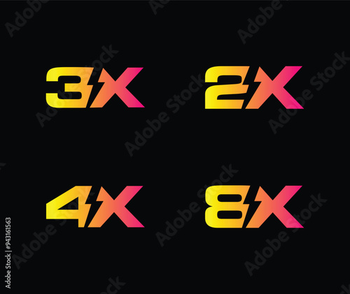 logotype symbol. 2x , 3x, 4x, 8x, logo icon Vector stock illustration.
