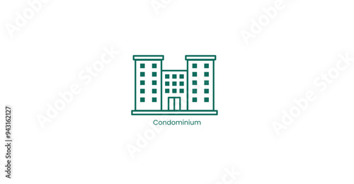 Contemporary Condominium Real Estate Vector Icon