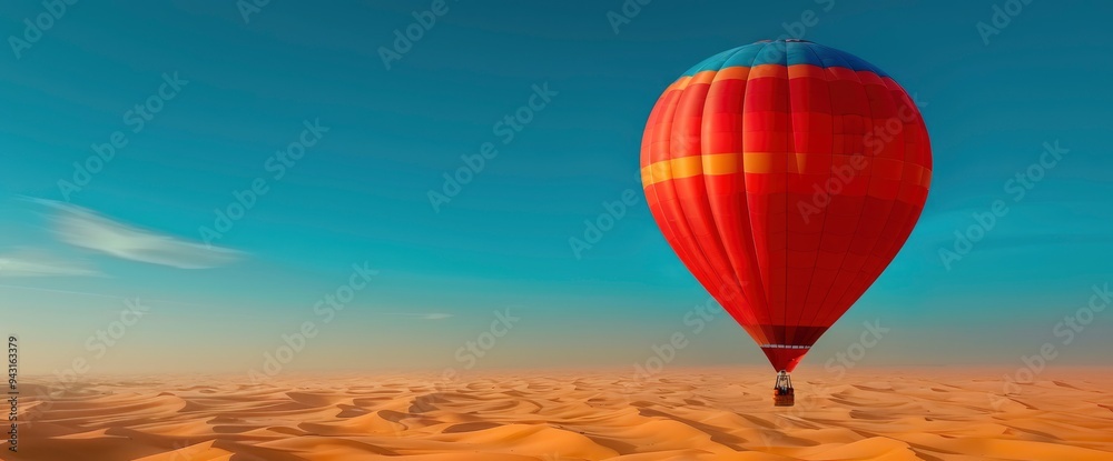 Fototapeta premium Hot Air Balloon Soaring Over Desert Dunes