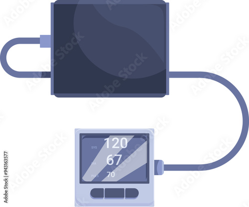 Digital blood pressure monitor measuring vital signs, providing accurate readings for health monitoring