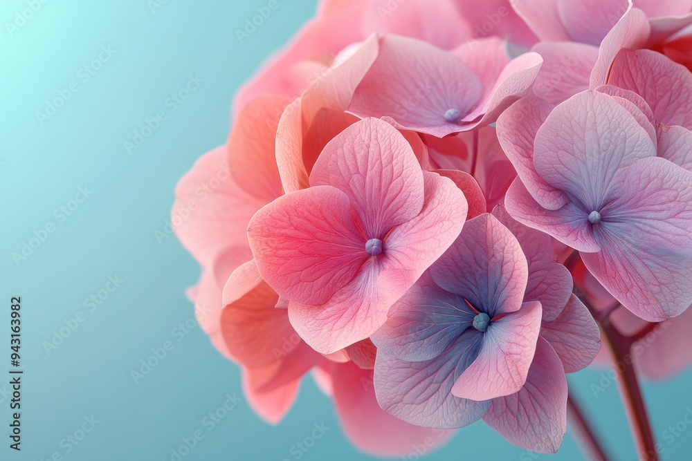 close-up of pastel-colored beautiful flowers on pastel gradient background, romantic floral banner close-up of pastel-colored beautiful flowers on pastel gradient background, romantic floral banner