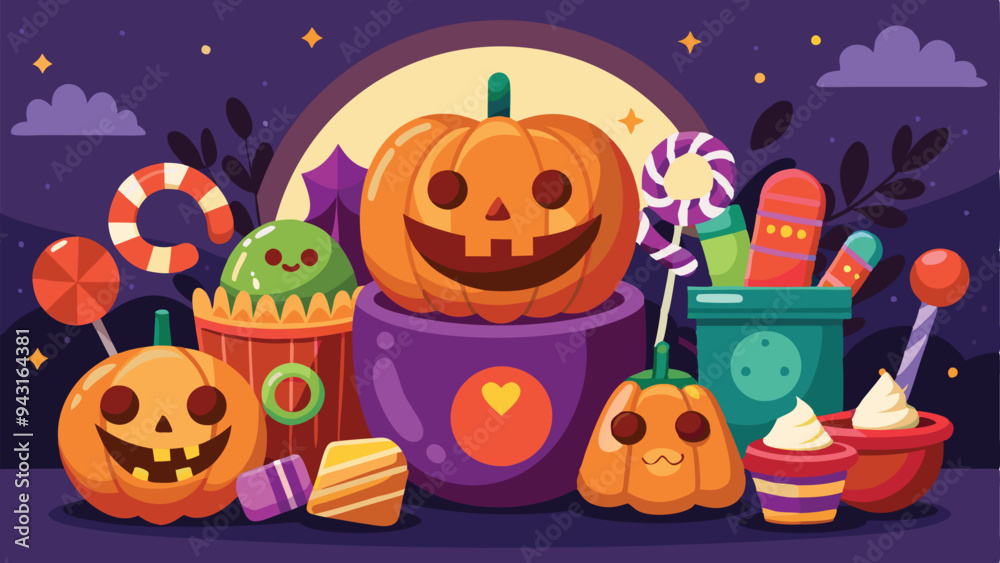 Fototapeta premium Halloween Candy land Trick or treat, Candy land Halloween background