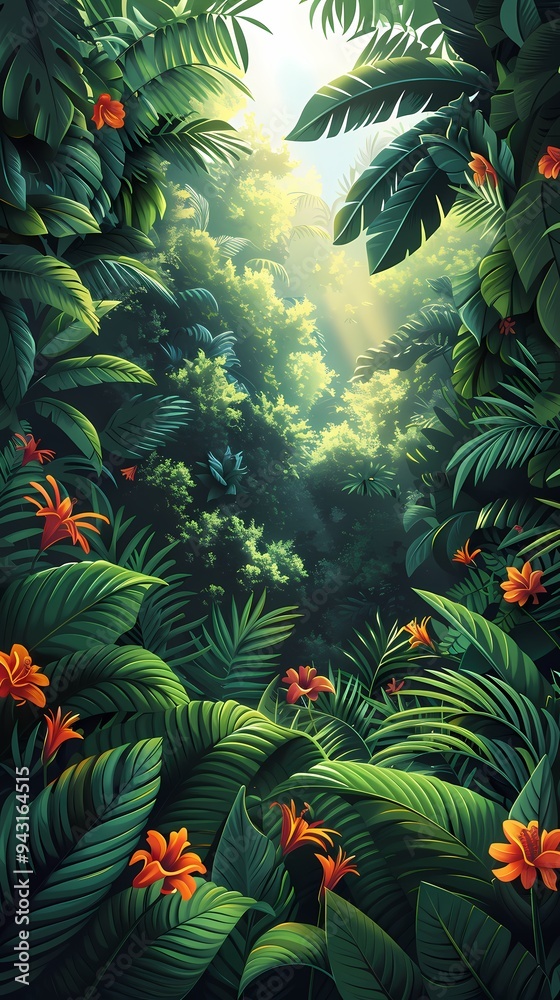 Geometric abstract green forest illustration poster background Geometric abstract green forest illustration poster background