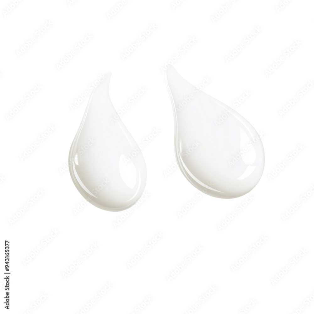 White cosmetic drops isolated on a white background White cosmetic drops isolated on a white background