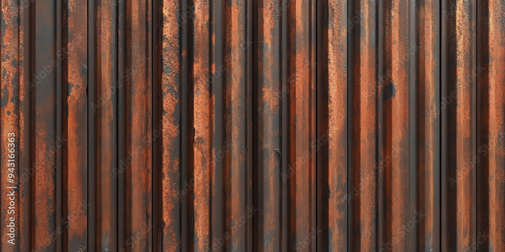 Rusty Corrugated Metal Wall With Fading Paint and Weathered Texture Showing Age Rusty Corrugated Metal Wall With Fading Paint and Weathered Texture Showing Age