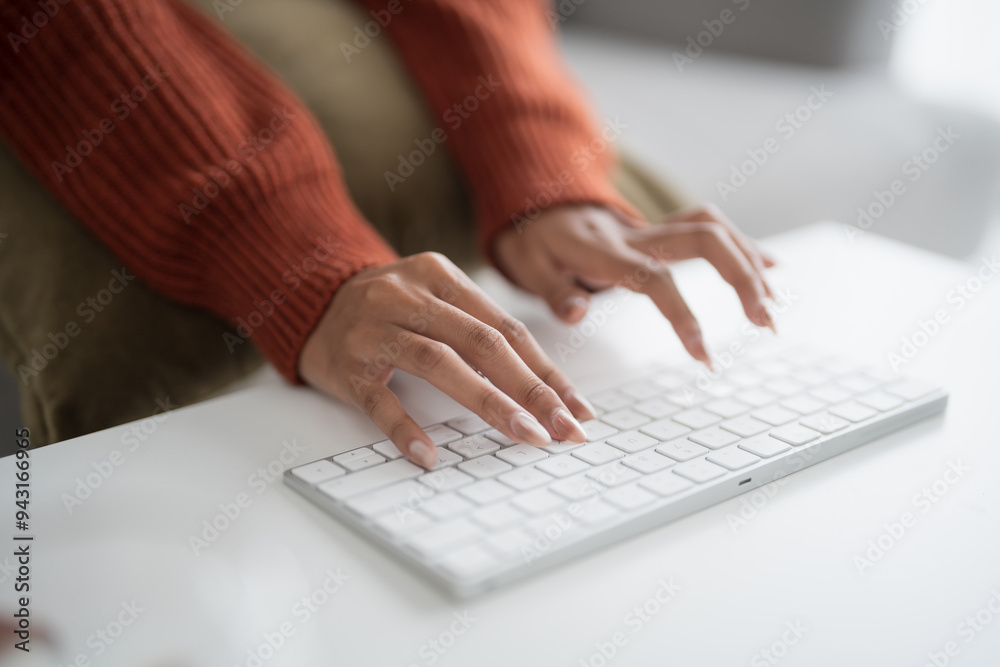 Beautiful asian Woman working by using wireless bluetooth white keyboard computer Hands typing on keyboard. Technology business Concept. Beautiful asian Woman working by using wireless bluetooth white keyboard computer Hands typing on keyboard. Technology business Concept.