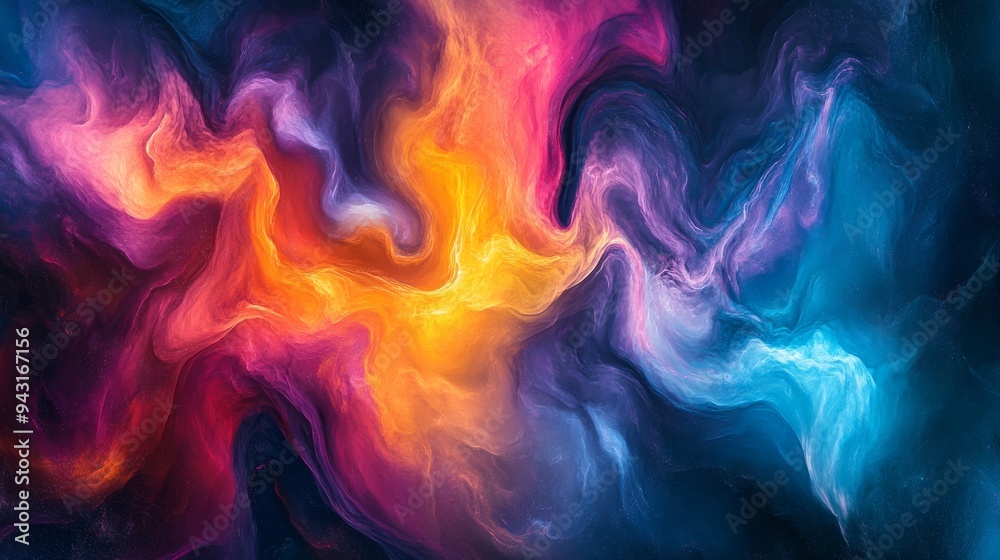 Vibrant abstract background with swirling colors, resembling a cosmic nebula, high contrast, vivid hues Vibrant abstract background with swirling colors, resembling a cosmic nebula, high contrast, vivid hues
