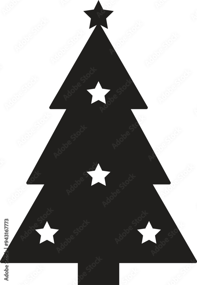 Obraz premium Christmas tree vector illustration in black and white