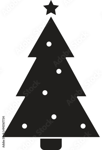 Christmas tree vector, Black and White Icon Symbol illustration