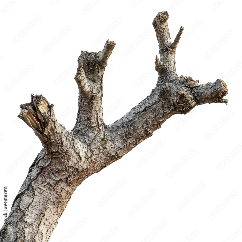 Fototapeta premium Twisted Branch of Time cut out transparent isolated on white background PNG