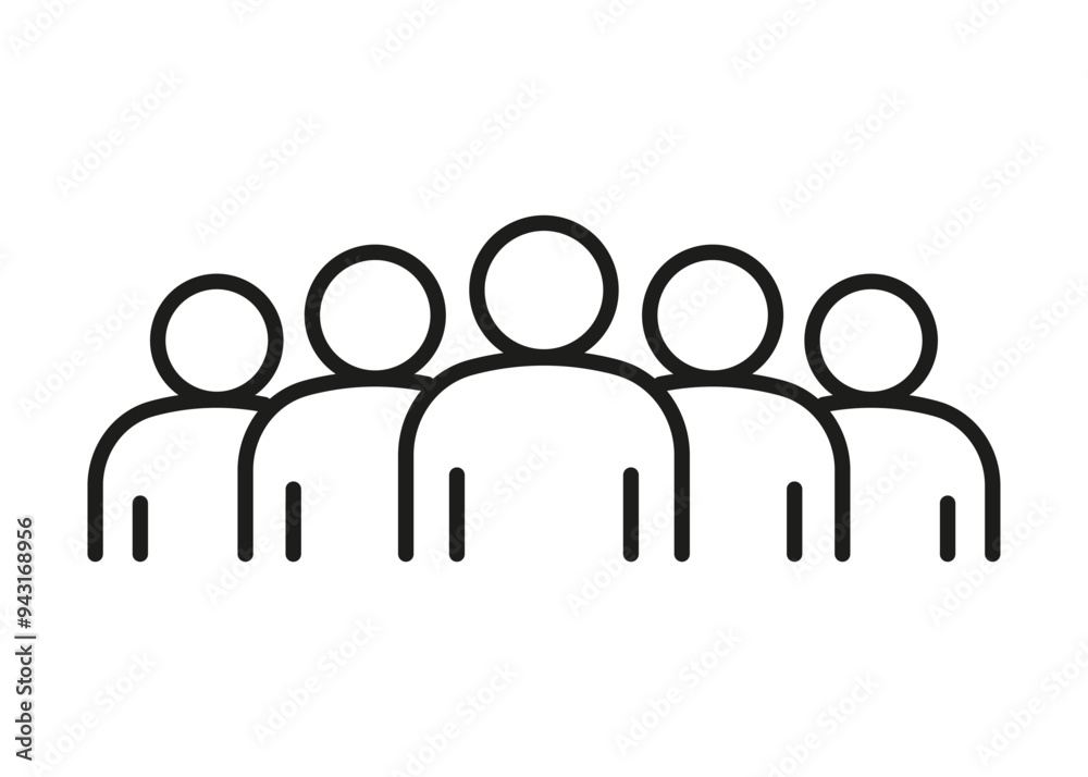 Group of people, line icon. Teamwork, crowd of person. Business communication, leader and employee connection. Vector illustration Group of people, line icon. Teamwork, crowd of person. Business communication, leader and employee connection. Vector illustration