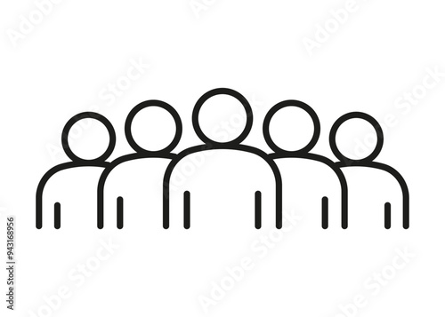 Group of people, line icon. Teamwork, crowd of person. Business communication, leader and employee connection. Vector illustration