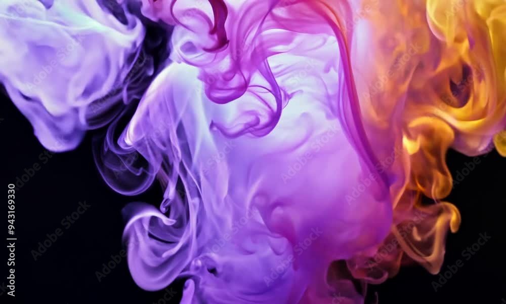 Mixing of colored smoke on a dark background. Generative AI Mixing of colored smoke on a dark background. Generative AI