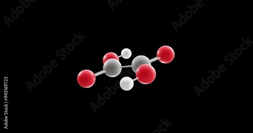 Oxalic acid molecule, rotating 3D model of organic acid, looped video on a black background photo