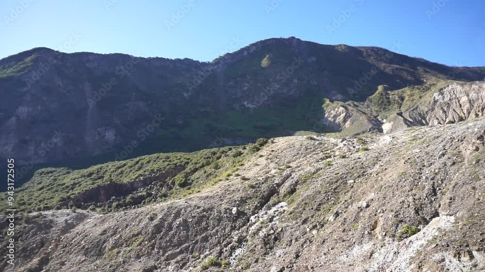 view with the high cliffs of Mount Papandayan which is a stratovolcano in Garut, West Java, Indonesia. view with the high cliffs of Mount Papandayan which is a stratovolcano in Garut, West Java, Indonesia.