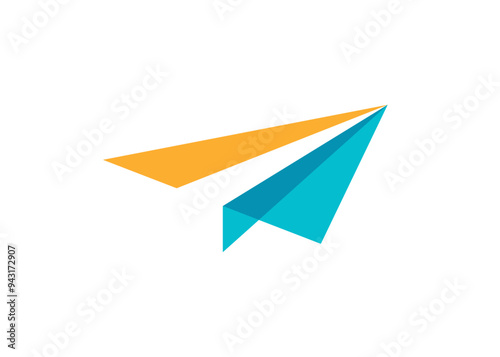 Paper plane logo. Geometric arrow up. Abstract business Logo. Vector logo design template