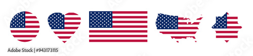 Obraz na płótnie US Flag set of icons isolated on transparent background, png. 2026 American Midterm elections badges and stickers, USA national holidays,july 4, Veterans day and Memorial day flat style w salonie