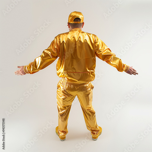 Rich rapper in gold outfit photo