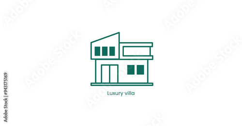 Elegant Luxury Villa Real Estate Vector Icon