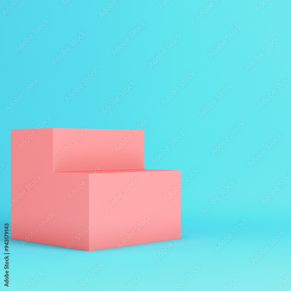 Pink box on bright blue background in pastel colors Pink box on bright blue background in pastel colors