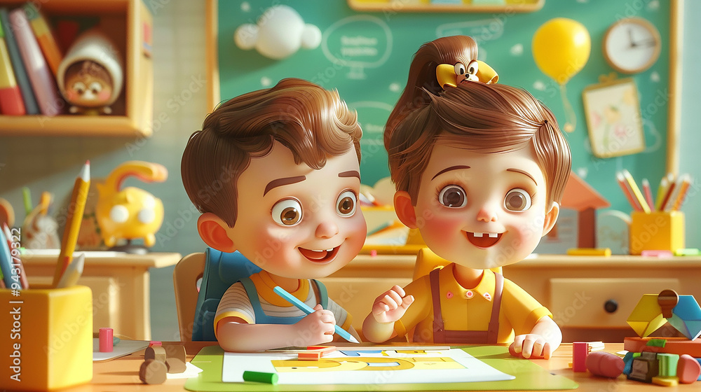 Fototapeta premium amazing baby cartoon education background wonderful