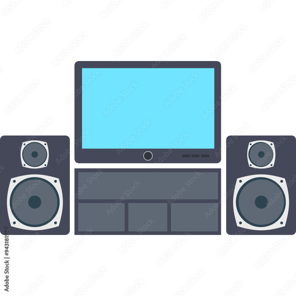 Sound System vector icon in flat style 
