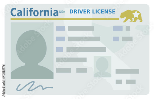 California state driver's license in flat design style (cut out)