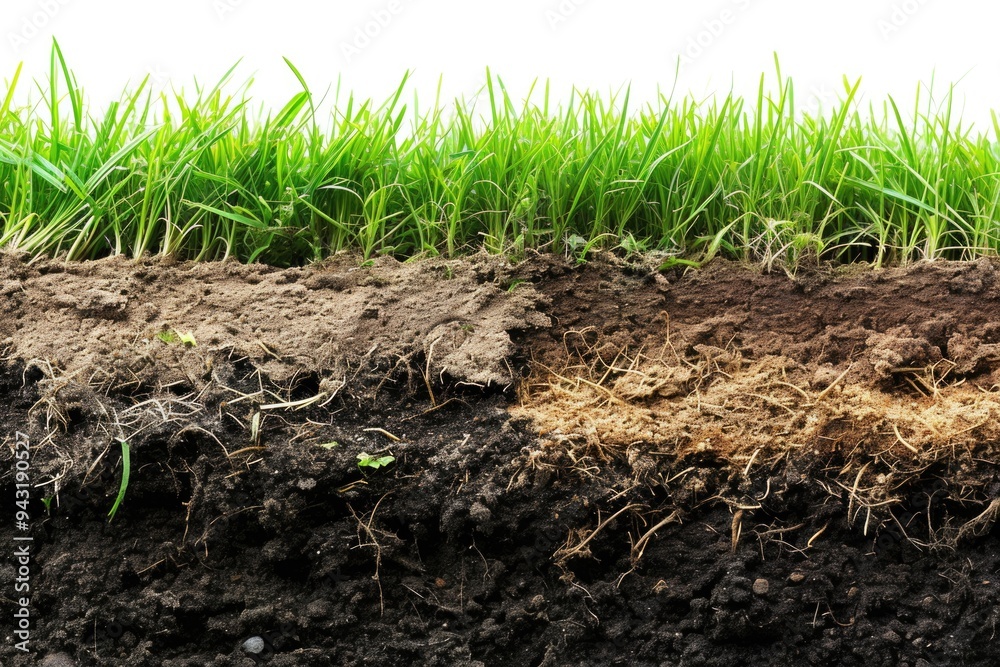 Cross-Section Texture: Earthy Layers of Grass and Soil in Natural Tones Cross-Section Texture: Earthy Layers of Grass and Soil in Natural Tones