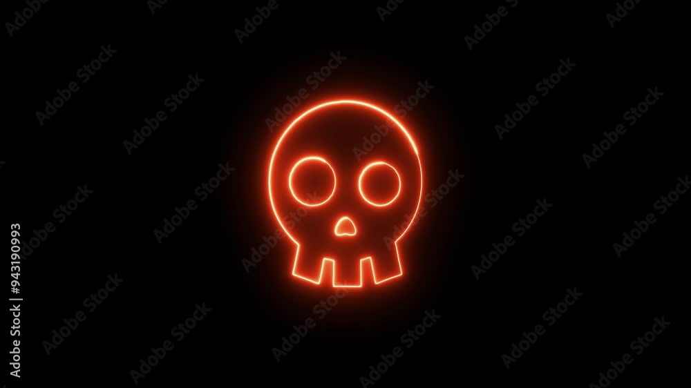 Happy Halloween neon skull animation, Happy halloween animation with neon skull, Happy Halloween neon sign, neon skull icon. Happy Halloween neon skull animation, Happy halloween animation with neon skull, Happy Halloween neon sign, neon skull icon.