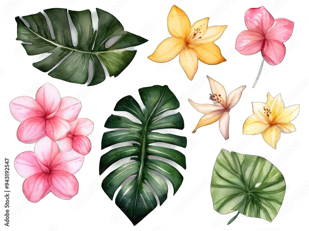 Fototapeta premium set of flowers isolated on a transparency background PNG