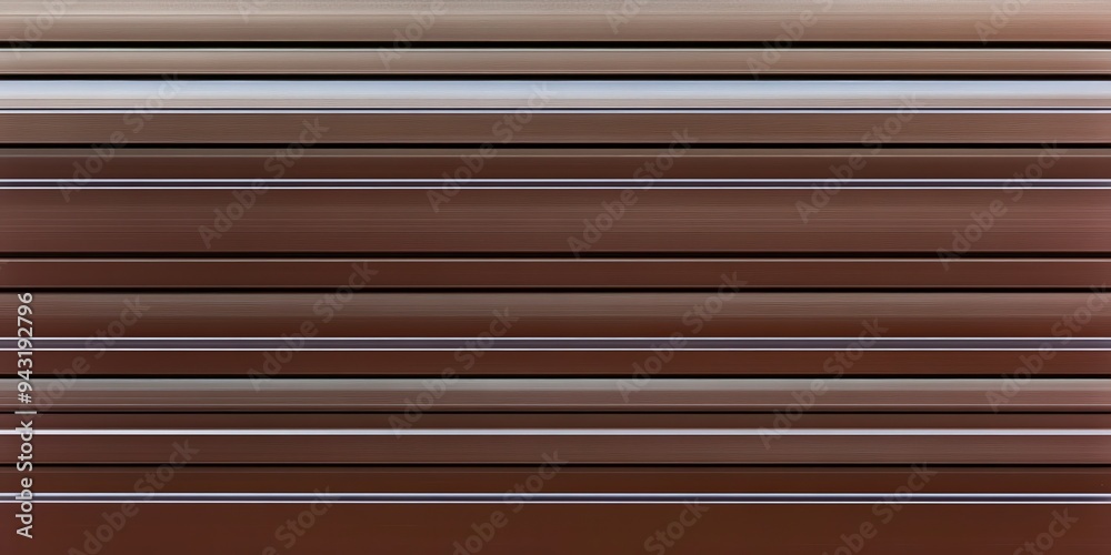 Obraz premium Brown Patterned Metal Shutter with Horizontal Grooves in Warm Light