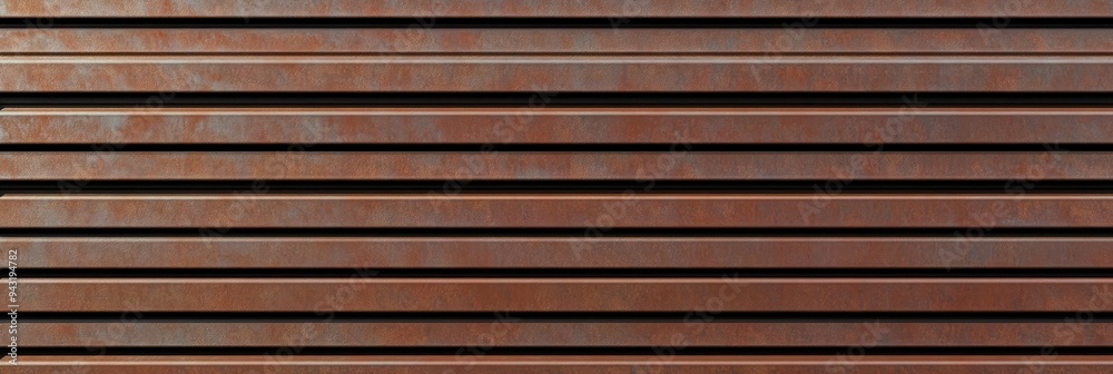 Brown Patterned Metal Shutter with Horizontal Grooves in Warm Light Brown Patterned Metal Shutter with Horizontal Grooves in Warm Light