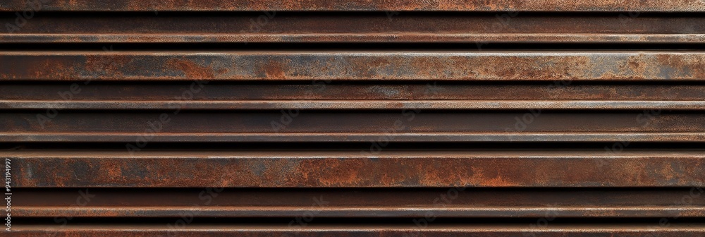 Brown Patterned Metal Shutter with Horizontal Grooves in Warm Light Brown Patterned Metal Shutter with Horizontal Grooves in Warm Light