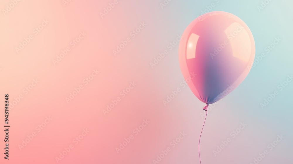 Single Pink Balloon on Gradient Background - Minimalist Birthday Party Decoration Concept. Single Pink Balloon on Gradient Background - Minimalist Birthday Party Decoration Concept.