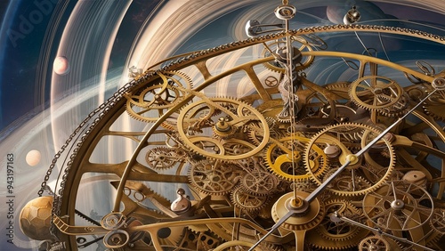 Within the complex realm of mechanical timekeeping, cogs mesh together flawlessly, conducting the eternal rhythm of time’s passage. photo