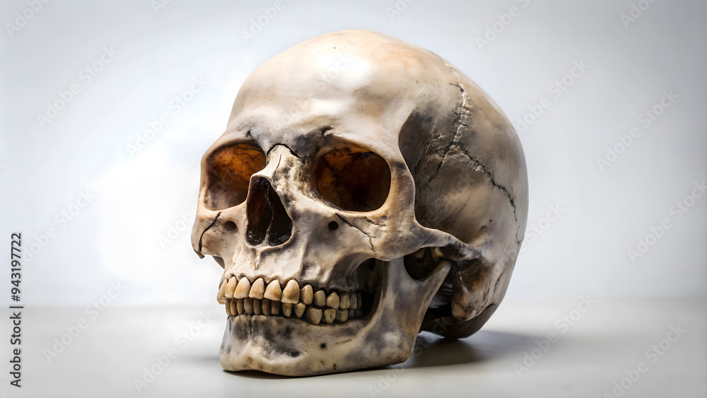 Detailed Human Skull on Neutral Background Detailed Human Skull on Neutral Background