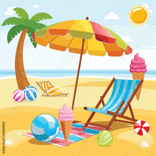 summer holidays cartoon vector illustration