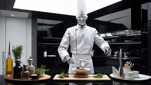 robot chef preparing meal