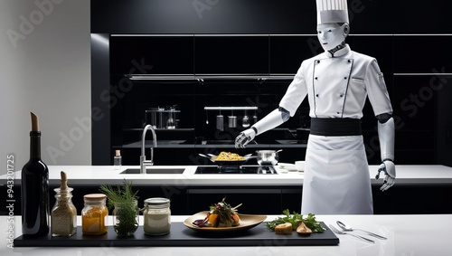 robot chef preparing meal
