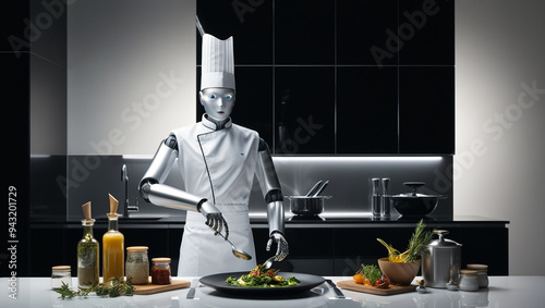robot chef preparing meal
