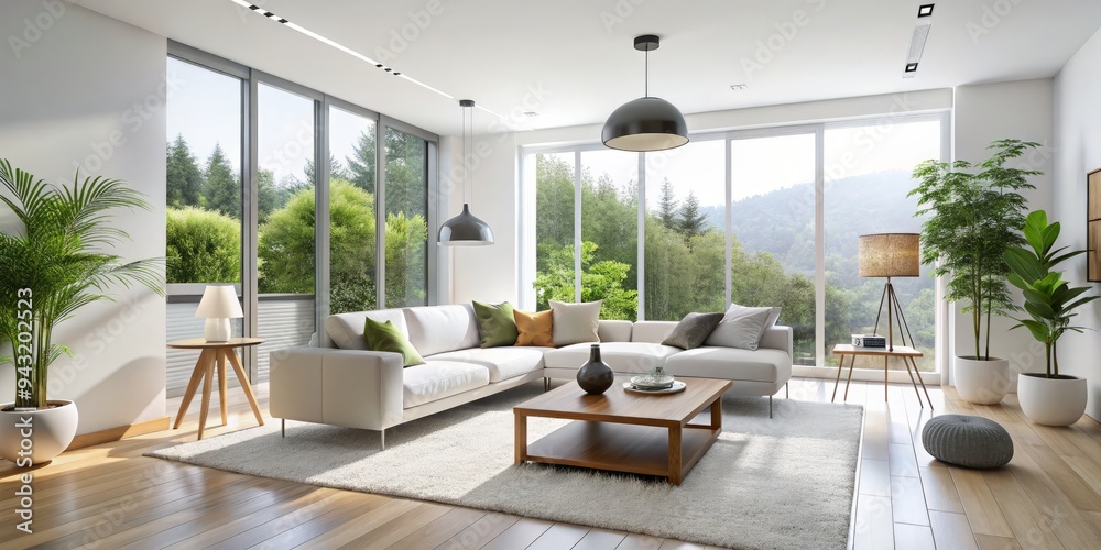 Luminous interior space designed with simplicity in mind, featuring white walls, sleek windows, and minimal furniture, resulting in an open and calming atmosphere. Luminous interior space designed with simplicity in mind, featuring white walls, sleek windows, and minimal furniture, resulting in an open and calming atmosphere.