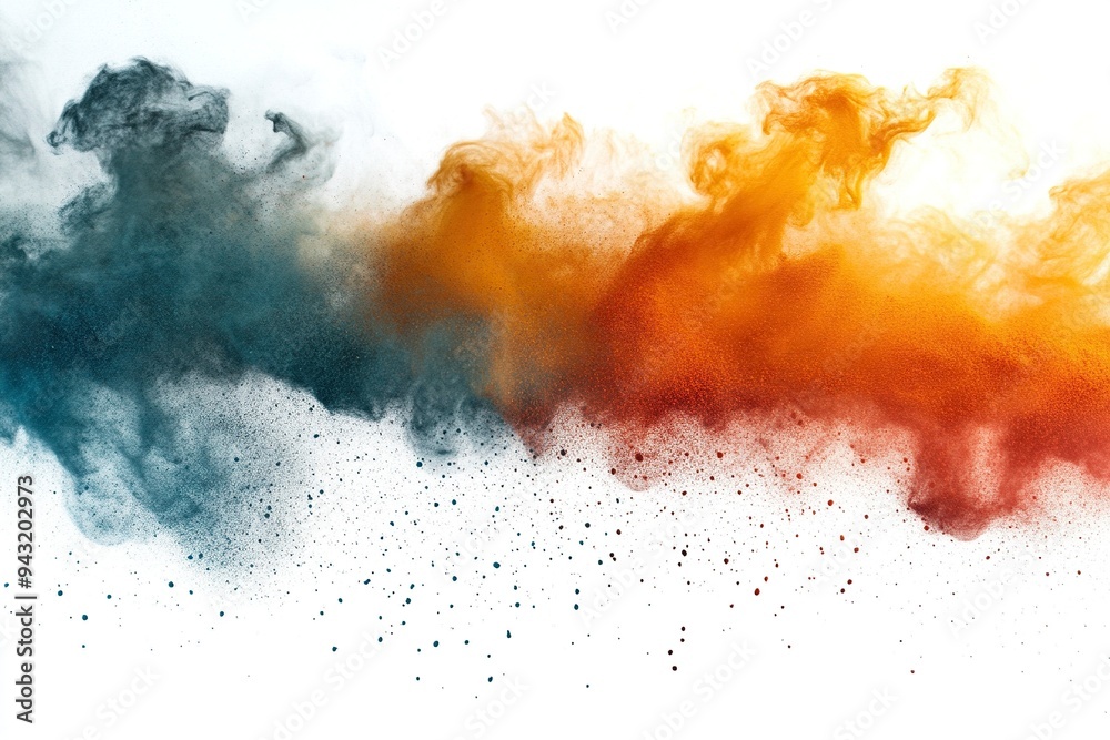 Abstract art powder paint on white background. Movement abstract frozen dust explosion multicolored on white background. Stop the movement of colored powder on white background.generative ai Abstract art powder paint on white background. Movement abstract frozen dust explosion multicolored on white background. Stop the movement of colored powder on white background.generative ai