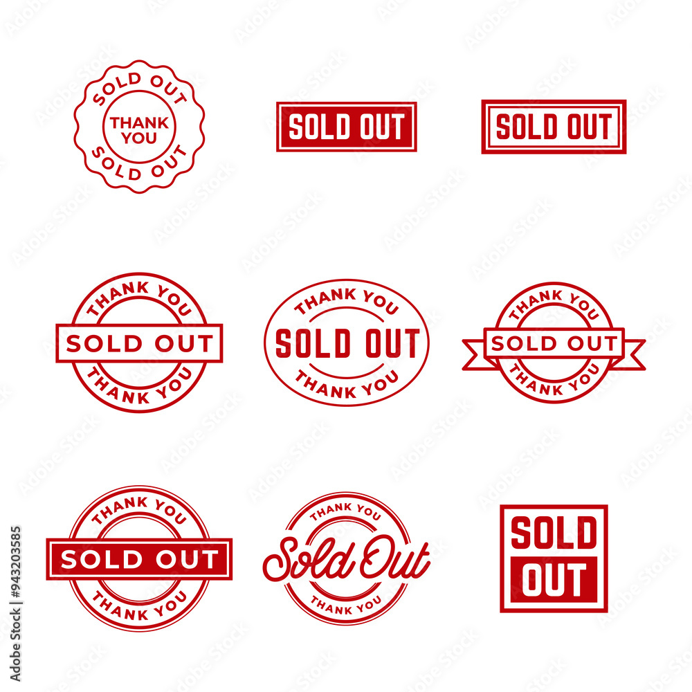 Set of Sold stamp logo. Vector illustration for web design Set of Sold stamp logo. Vector illustration for web design