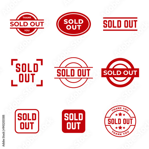 Set of Sold stamp logo. Vector illustration for web design