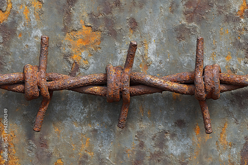 Old, rusting barbed wire