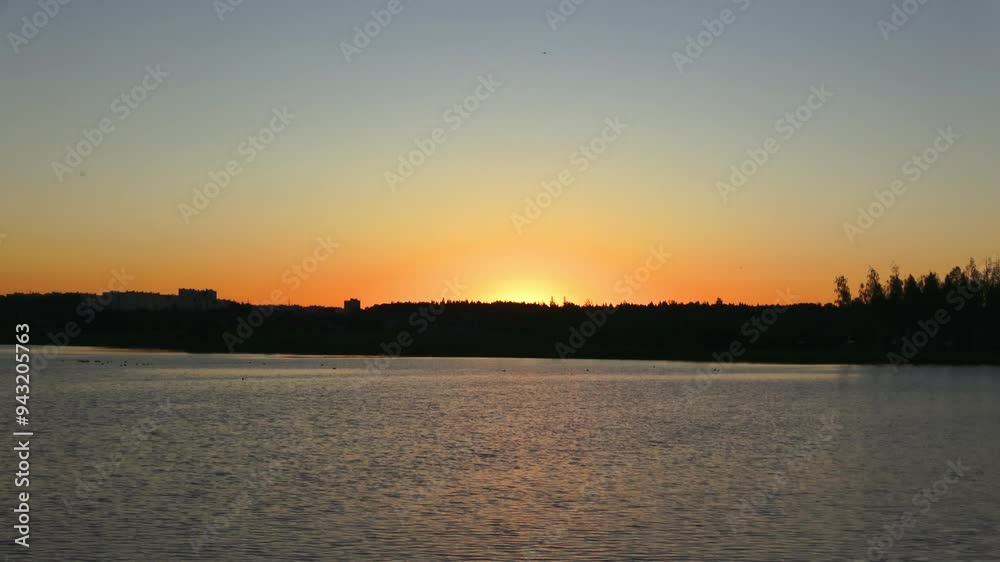 Summer morning on the reservoir in the city Summer morning on the reservoir in the city