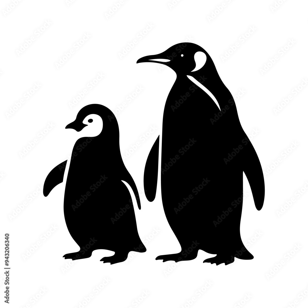 Obraz premium Penguin silhouette, vector black color silhouette