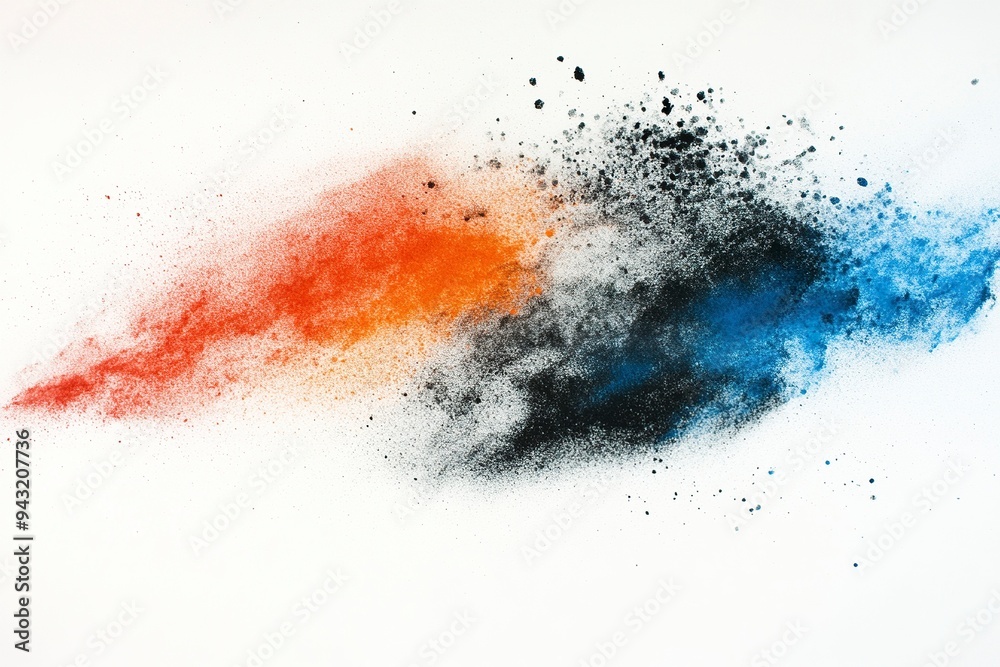 Abstract art powder paint on white background. Movement abstract frozen dust explosion multicolored on white background. Stop the movement of colored powder on white background.generative ai Abstract art powder paint on white background. Movement abstract frozen dust explosion multicolored on white background. Stop the movement of colored powder on white background.generative ai
