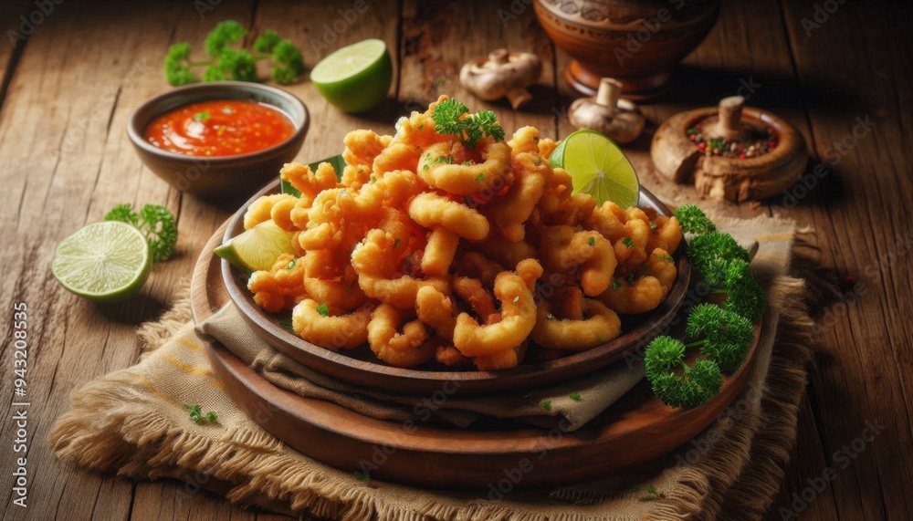 a plate of delicious fried prawn stick a plate of delicious fried prawn stick